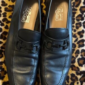Salvatore Ferragamo Asten Black Leather Loafers Oxford Dress Shoe S 12